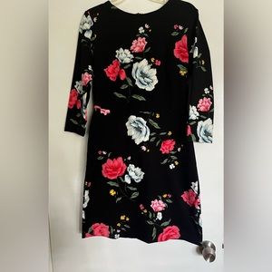 Old Navy Black Cotton Dress with Large Pink and White Roses